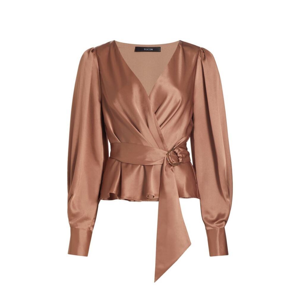 Toccin Remy Wrap Fawn Blouse with Ring Size S